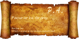 Pacurariu Arany névjegykártya